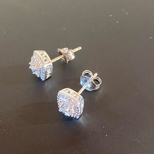 1/10 CTW Bridge Diamond Sterling Silver Stud Earrings